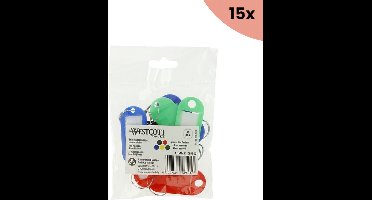 15x Sleutelhanger Westcott ass. 10st. in polybag. Met verwisselbaar etiket.