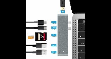 USB C Hub 7 in 1 - USB splitter - USB C hub HDMI - USB C dock - Docking Station Laptop - USB 3.0 - 4K UHD HDMI Geschikt voor Apple Macbook Pro M2 /M1 / Air- Grey - Ntech