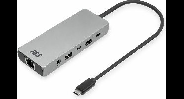 ACT USB-C 4K / 8K 60Hz dockingstation voor 1 HDMI monitor, 2,5 Gigabit ethernet, USB-C 10Gbps, USB-A 10Gbps, 3,5mm audio, PD pass-through AC7095