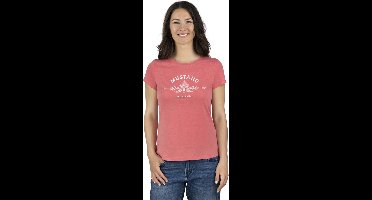 Mustang Dames T-Shirt Alexia C Logo slim fit Rood L Ronde Hals Volwassenen Basic T-shirt met korte mouwen en ronde hals gemaakt van 100% katoen