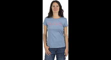Mustang Dames T-Shirt Alexia C Logo slim fit Blauw L Ronde Hals Volwassenen Basic T-shirt met korte mouwen en ronde hals gemaakt van 100% katoen