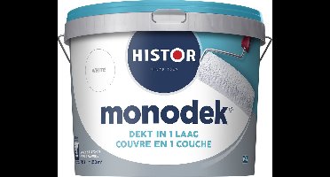 Histor Monodek – Muurverf Binnen Mat – Dekt in 1 Laag – Afwasbaar – Geurarm en Oplosmiddelvrij – Met Ultra Dense Technology voor Extra Dekkracht – Voor Binnen – Wit – 10L