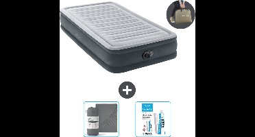 Intex Luchtbed - 1 Persoons - 99 x 191 x 33 cm - Grijs - Inclusief pomp - Hoeslaken en Reparatieset