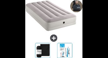 Intex Luchtbed - 1-Persoons - 99 x 191 x 30 cm - Grijs - Inclusief pomp - Hoeslaken en Reparatieset