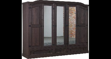 New Mexico - Kledingkast - 5-deurs met spiegel - Bruin grenen