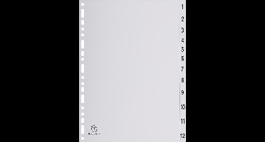Exacompta tabbladen numeriek voor ft A4, uit PP, grijs, 12 tabs