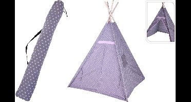 Tipi indianen speeltent voor kinderen 103 x 160 cm - grijs - sterren