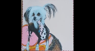 origineel Schilderij hondje Fifi 48 x 48 cm