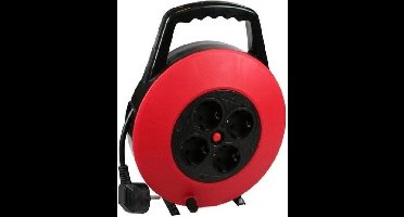 Benson Kabelhaspel - rood - 10 meter - 4x geaarde stopcontacten - verlengsnoer -stroomhaspels - kabelhaspels