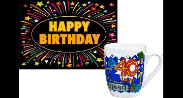 Paperdreams Verjaardag mok-beker 40 jaar man - met fun-tekst - 300ml - wenskaart Happy Birthday