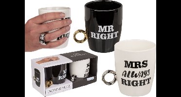 Porseleinen mokken Mr Right & Mrs Always Right