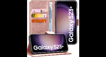 Hoesje geschikt voor Samsung Galaxy S23 Plus - Book Case Kunstleer Pasjeshouder Roségoud