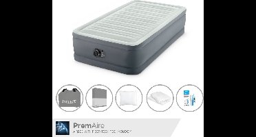 Intex Luchtbed - 1-Persoons - 99 x 191 x 46 cm - Grijs - Inclusief pomp - Hoeslaken - Kussen - Kussenbeschermer en Reparatieset