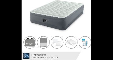 Intex Luchtbed - 2-Persoons - 152 x 203 x 46 cm - Grijs - Inclusief pomp - Hoeslaken - Kussen - Kussenbeschermer en Reparatieset