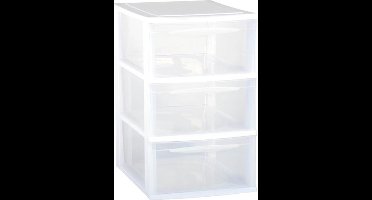Ladenkast/bureau organizer wit stapelbaar A4 met 3x lades L26 x B36 x H41 cm - Ladenblokken