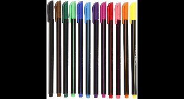 Colortime fineliners, lijndikte 0,6-0,7 mm, diverse kleuren, 12 stuk