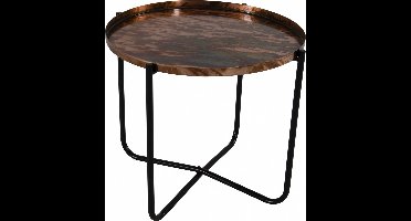Ronde bijzettafel/plantenstandaard koper/zwart 35 cm - plantenhouder/plantentafel/oppottafel