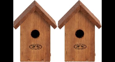 2x stuks houten vogelhuisje/nestkastje winterkoning - tuinvogels - nestkast vogelhuisjes