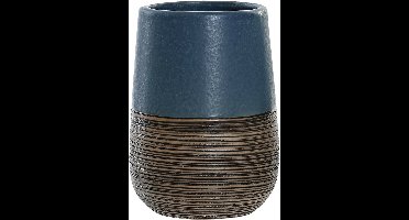 Items Badkamer tandenborstelhouder/drinkbeker - polystone - marineblauw - 7 x 11 cm - badkamer