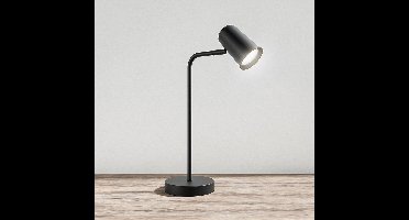 HOFTRONIC - Riga LED Tafellamp Zwart - GU10 - Kantelbaar en Draaibaar - Modern - Nachtkastlamp Bureaulamp - 1,75 meter snoer Incl. Snoerdimmer (dimbaar) - 6000K Daglicht wit licht (H: 421mm)