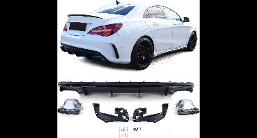 Diffuser + uitlaat Voor Mercedes CLA C117 AMG Look zwart Uitlaat Sierstuk CLA180 CLA200 CLA250