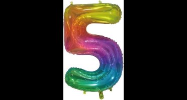 Wefiesta Folieballon Nummer 5 66 Centimeter Regenboog
