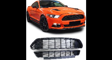 Grill Voor Ford Mustang Coupe Cabrio Facelift 2017 t/m 2022 Vlakke Lamel Sport Zwart Zonder Embleem