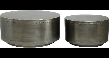 PTMD Salontafel Georgy - 80x80x35 cm - Ijzer - Nikel - Set van 2