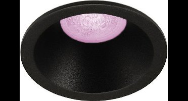 Inbouwspot Rocco met Philips HUE White and Color - spot - Zwart - rond verdiepte spot - Voor binnen / woonkamer / keuken / slaapkamer - IP20 - GU10 - Buitendiameter: 82MM - boorgat: 71-73MM - min. Inbouwdiepte: 95MM