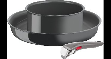 Tefal Ingenio Renew - Koekenpannenset - 3-delig - PFAS-vrij - Keramisch - Inductie - Stapelbaar - Afneembare Handgreep
