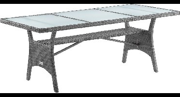 Casaria Polyrattan Tafel – Veiligheidsglasblad 190x90x74 cm – Grijs