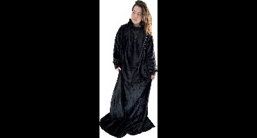 United Entertainment ® Fleece TV Deken Superzacht Lichtgewicht Oversized Mouwen Buidelzak 170x200 cm - Zwart