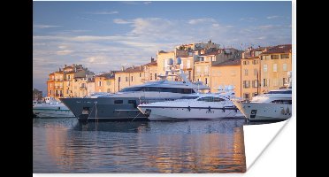 Poster Grote jachten in de haven van Saint-Tropez in Frankrijk - 30x20 cm