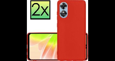 Hoesje - 2 Stuks - Geschikt voor OPPO A17 - Sterk & Shockproof - Case Siliconen - Back Cover - Telefoon Hoes - Rood