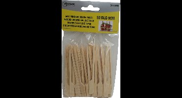 Benson Deluxe saté prikkers - hout - 9 cm - 50 stuks - wegwerpbaar