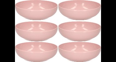 Plasticforte Kommetjes/schaaltjes - 6x - dessert/ontbijt - kunststof - D20 x 6 cm - oudroze