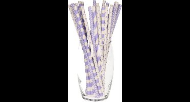 Excellent Houseware drinkrietjes van papier - 100x - lila/paars - 20 cm