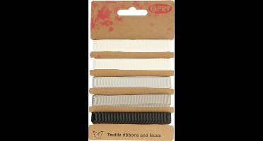 Opry Grosgrain Lint Zwart Wit 5 x 1 meter 10 mm 60901