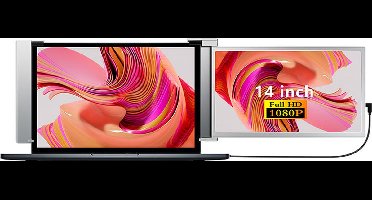 Lipa S14 14 inch portable monitor - Ook voor Windows en MacOS - Extra beeldscherm laptop - Draagbaar scherm - Computerscherm - Beeldscherm - Plug & Play - HDR- Freesync - Usb c en HDMI - Laptop: 14" - 17" - Dual Speakers - Met beschermhoes