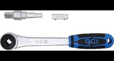 BGS Doorsteek ratelsleutel met adapter en trappensleutel uitgaande binnenvierkant 1/2