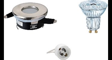 LED Spot Set - LEDVANCE Parathom PAR16 940 36D - Igia - GU10 Fitting - Waterdicht IP65 - Dimbaar - Inbouw Rond - Mat Chroom - 3.4W - Natuurlijk Wit 4000K - Ø82mm