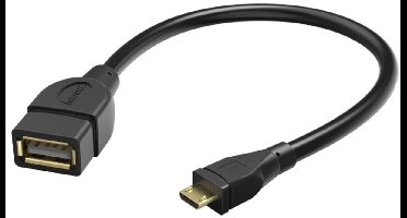 Hama Adapterkabel OTG micro USB-USB 15 cm zwart