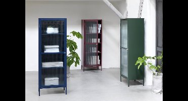 Vitrinekast Rood - Metaal - 40x58x160cm - Soft Closing - Kast Bronco - Giga Living