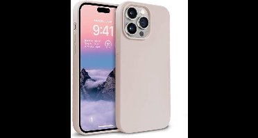 Hoesje Geschikt voor iPhone 14 Pro Max - zacht siliconen - Liquid Backcover - zand roze