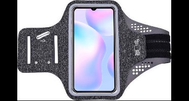 Hoesje Geschikt voor xiaomi Redmi 9A hardloop telefoonhouder – armband - sportband - van stof - Zwart