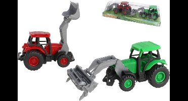 Gerimport Tractor met grijper - set 2 stuks - groen en rood