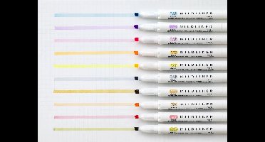Zebra Mildliners Set met 10 Nieuwe 2022 Kleuren verpakt in een Luxe Zipperbag