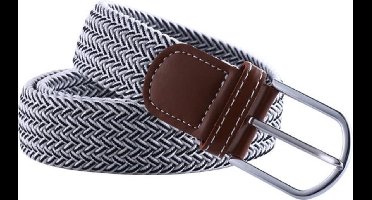 New Age Devi - Stoere Elastische Geweven Riem Gevlochten Riem Rekbaar Stripes Zwart/ Wit