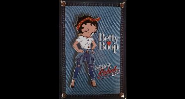 Betty Boop Romantic Rebel Blauw .  Metalen wandbord in reliëf 20 x 30 cm.