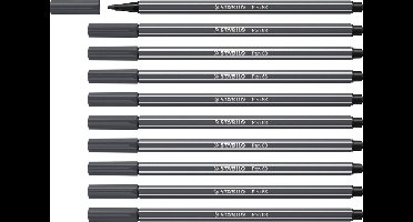 STABILO Pen 68 - Premium Viltstift - Zwartgrijs - Doos 10 stuks